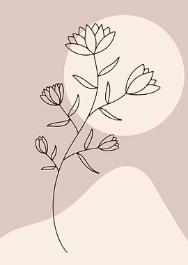 Minimalist Flower Line Art