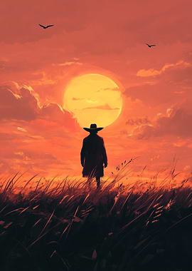 Lone Figure at Sunset