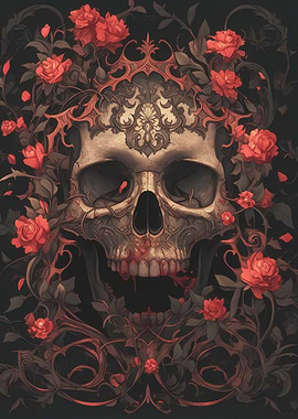 Skull and Roses Horro Fantasy
