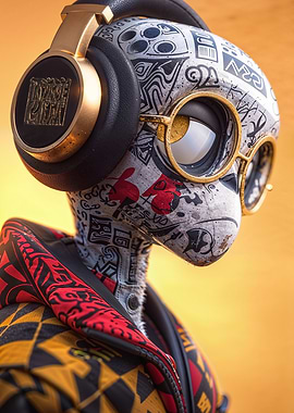 Graffiti Robot with Headphones