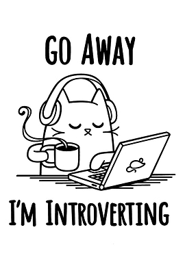 Cat Introvert with Laptop