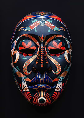 Ornate Mask with Floral Motifs