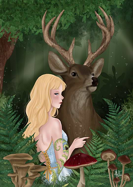 Forest Nymph and Deer
