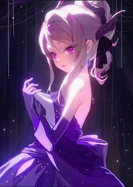 Anime Girl in Purple Dress