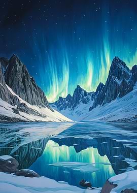 Northern Lights Mountain Lake