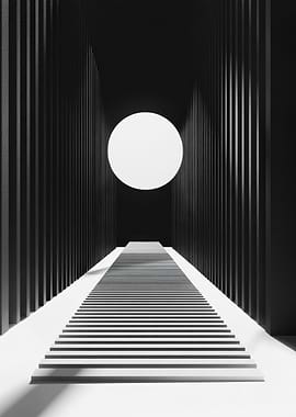 Minimalist Black and White Corridor