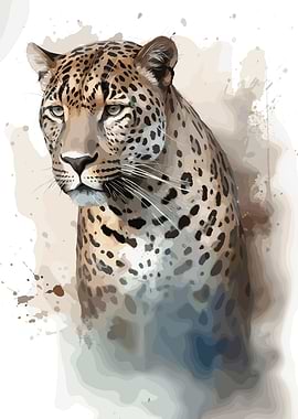 Leopard Watercolor Portrait