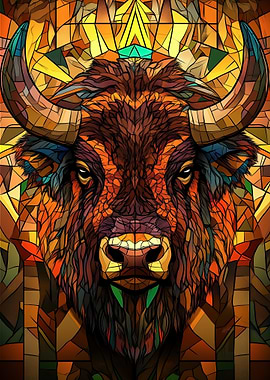 Stained Glass Bison