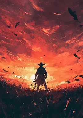 Lone Cowboy Silhouette