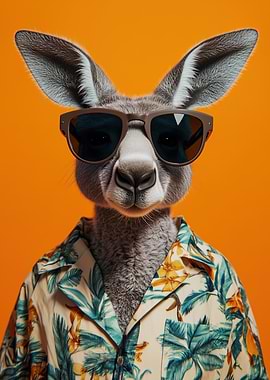 Cool Kangaroo in Hawaiian Shirt