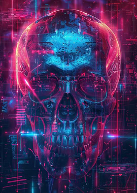 Cyber Human Skull Cyberpunk