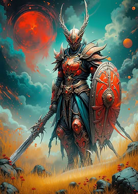 Dark Knight with Red Moon