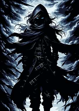 Dark Figure in Stormy Sky