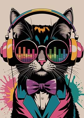 Cool Cat with Headphones