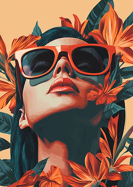 Woman in Sunglasses with Flowers