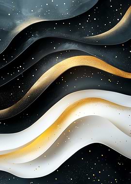 Abstract Gold and Black Waves