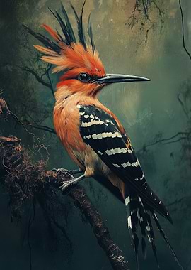 Hoopoe Bird on Branch
