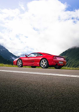 Red F355 Berlinetta on Mountain Road