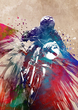 Motorcycle Watercolor Art