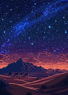 Desert Night Sky Pixel Art