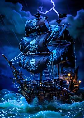 Pirate Ship in Storm