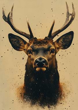 Deer Portrait with Antlers