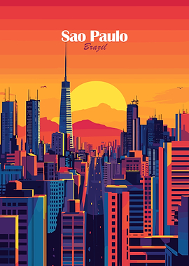 Sao Paulo Skyline Sunset