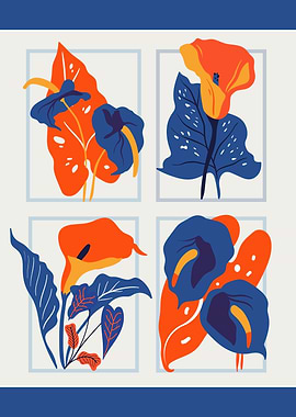 Floral Illustration Set - Retro Calla Lily