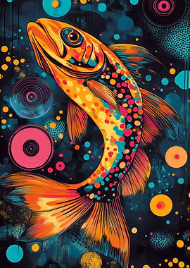 Bold and Colorful Trout Art Poster | Fishing Enthusiast Wall Decor | Colorful Fish Abstract Art