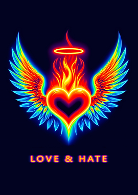 Fiery-Heart with Wings Love & Hate