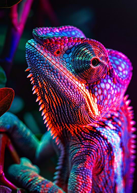 Chameleon in Neon Lights