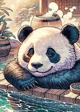 Relaxing Panda at Hot Springs