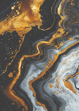 Abstract Gold & Black Marble