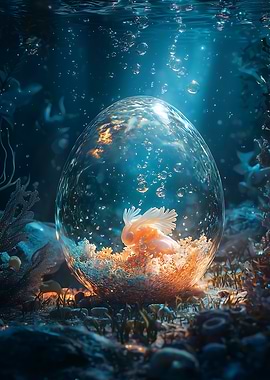 Underwater Egg with Creature