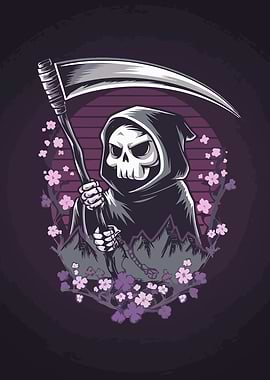 Grim Reaper with Cherry Blossoms