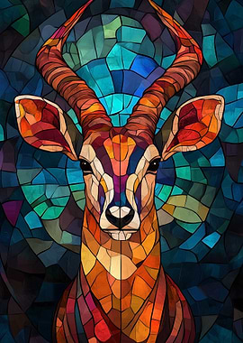 Stained Glass Antelope