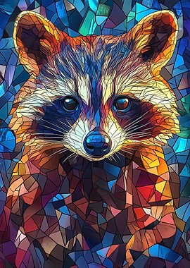Stained Glass Raccoon