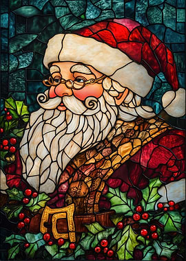 Stained Glass Santa Claus