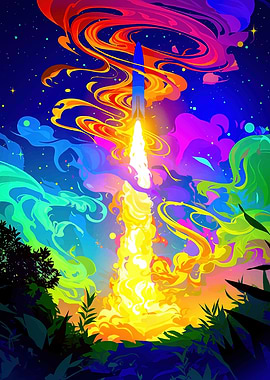 Rocket Launch in Space