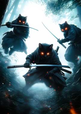 Ninja Cats with Swords