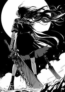 Dark Anime Girl with Sword