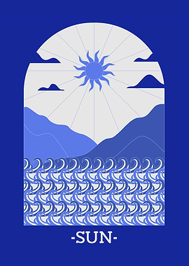 Sun & Waves Minimalist Art