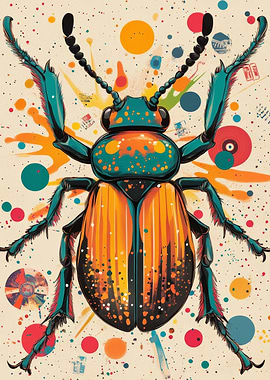 Beetle Beauty in Modern Pop Art |Colorful Beetle Illustration