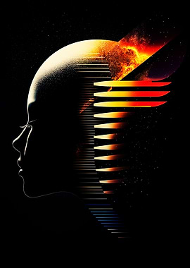 Abstract Female Silhouette with Fire