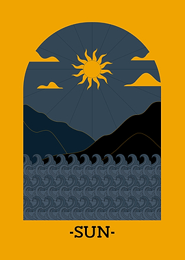 Sun & Waves Minimalist Art