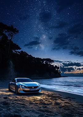 Peugeot Car Under Starry Sky