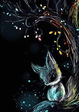 Glowing Fox in the Night