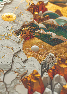 Abstract Gold & White Art