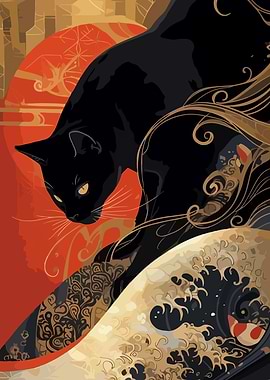 Displate ディスプレイット黒化け猫　メタルポースター Displate ディスプレイット黒化け猫 メタルポースター Kintsugi