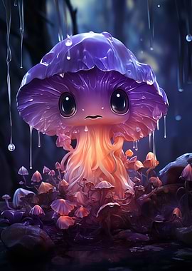 Cute Mushroom in the Rain